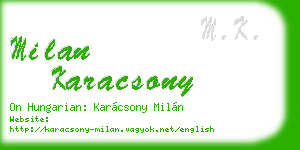 milan karacsony business card