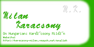 milan karacsony business card